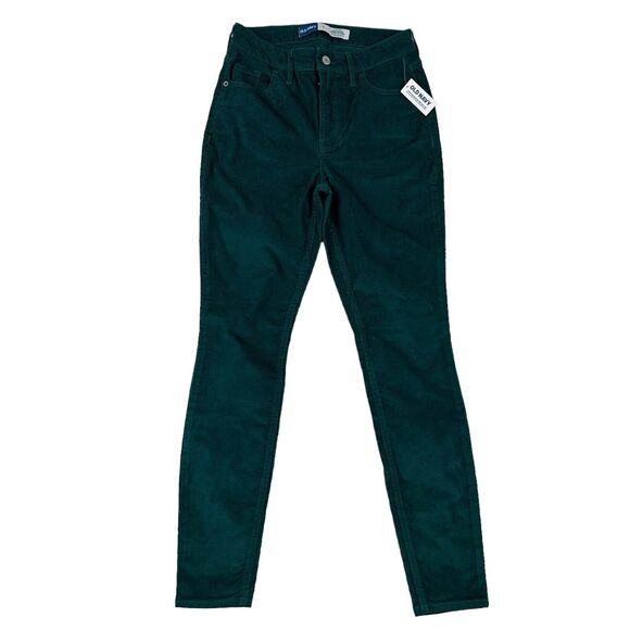 NWT Old Navy Rockstar High Rise Super Skinny Green Corduroy Pant Sz 0 Stretch - Picture 1 of 10